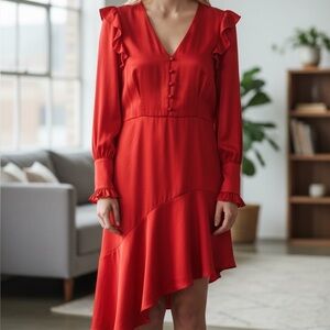 NWT Miss Selfridge Dress Red Asymmetrical Size US10 UK14